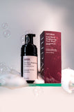 Avani Goji Berry Brightening Face Wash with packaging on a white background with bubbles.