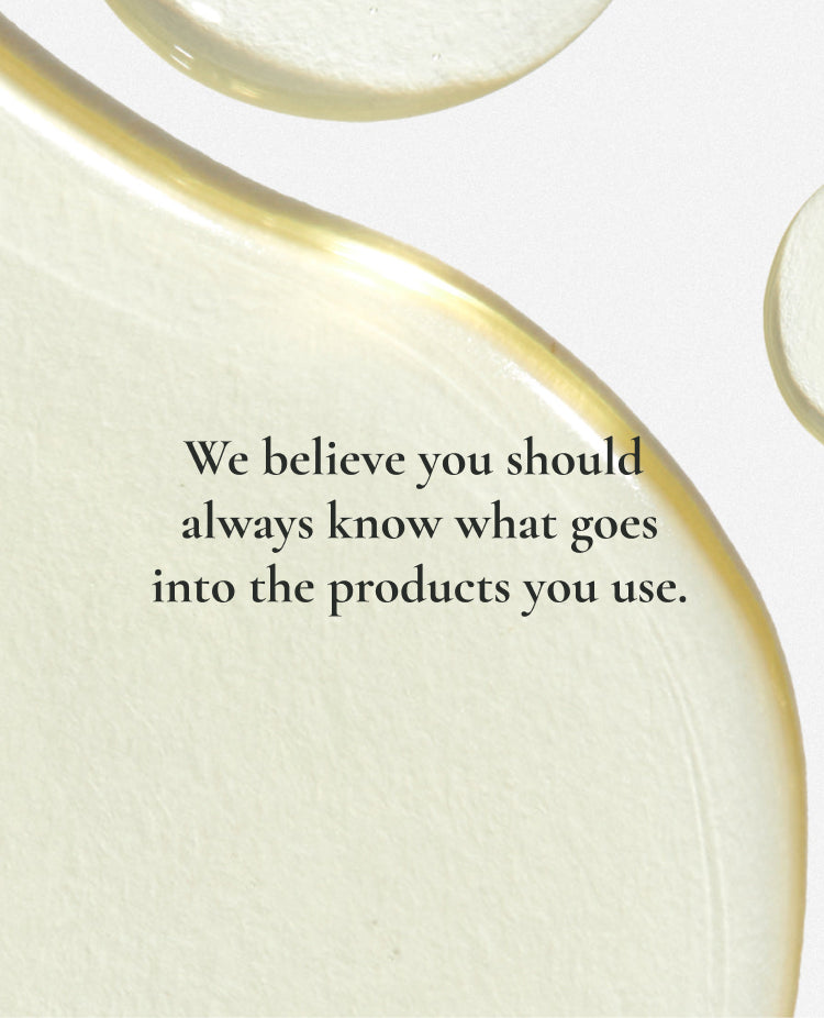 Close-up of a skincare product with a quote on a light background